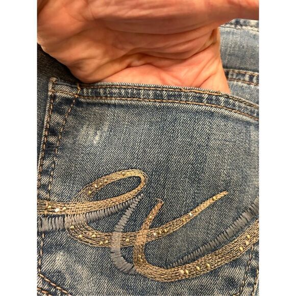 Express jean shorts size 0 distressed cuffed embellished - Picture 4 of 6